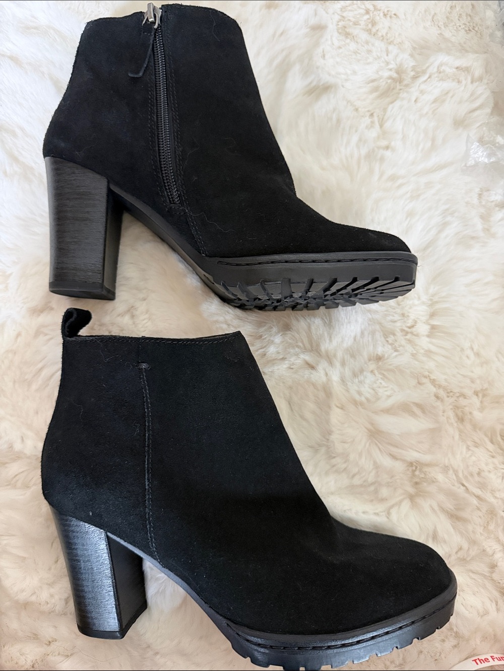 Calson Black Suede Block Heel Ankle Boots - Women